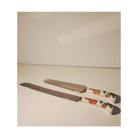 VTG Prill Sheffield Knives Set of 2 Floral England Stainless Porcelain Handles - Picture 7 of 7